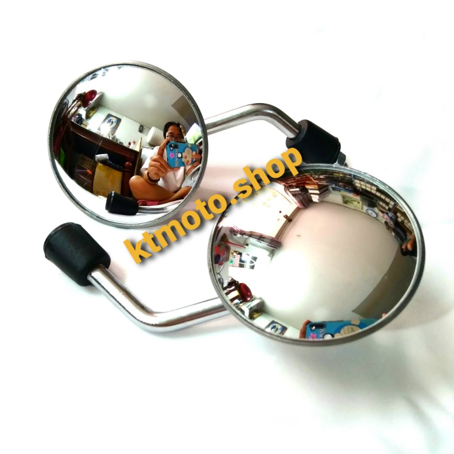 Gương cầu lồi mini cho xe máy kính chiếu hậu tròn mini lắp các loại xe máy - inox sáng đẹp chắc chắn - KTMoto Shop