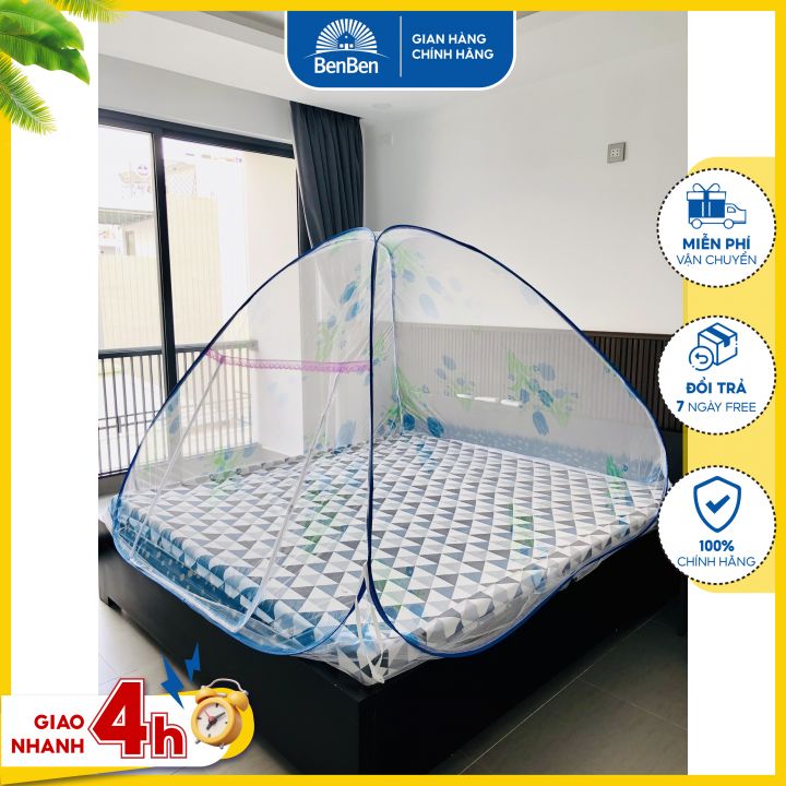 Mùng chụp tự bung cao cấp có cửa, Mùng chụp đỉnh nhọn thông minh - Mùng gấp gọn tiện lợi, tiết kiệm 