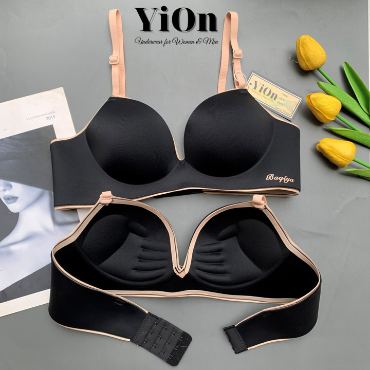 Áo Lót Không Gọng Đệm Bàn Tay Viền Đen Nâng Ngực YiOn Underwear AS16-K92