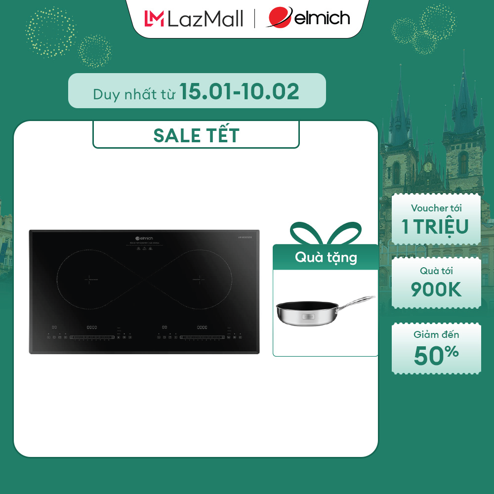 (SALE TẾT)Bếp từ đôi cao cấp Inverter  Elmich 3882