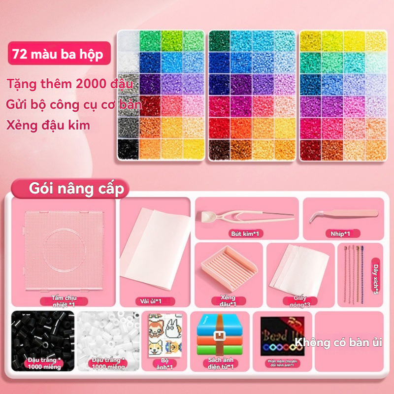 【Combo Đầy Đủ】Bộ Hạt Perler DIY 2.6mm Kèm Bàn Ủi Và Khuôn Ghép Đồ Chơi Sáng Tạo Cho BéĐồ Chơi Thủ Công DIY，Giải nén