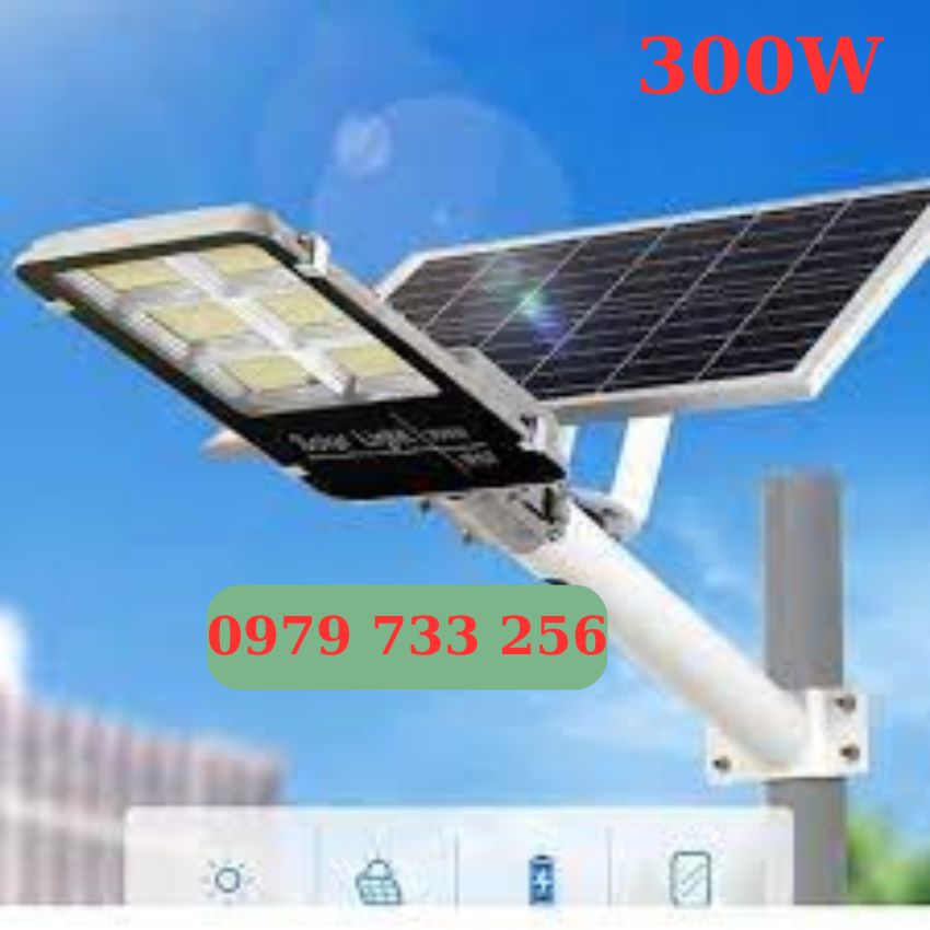 Đèn đường/Đèn Bàn Chải Năng Lượng Mặt Trời TUVACO Solar Công Suất 300W Siêu Sáng Dễ lắp đặt Diện tích chiếu sáng 300m2 thời gian thắp sáng 12-14 giờ thời gian nạp 4-6 giờ giờ