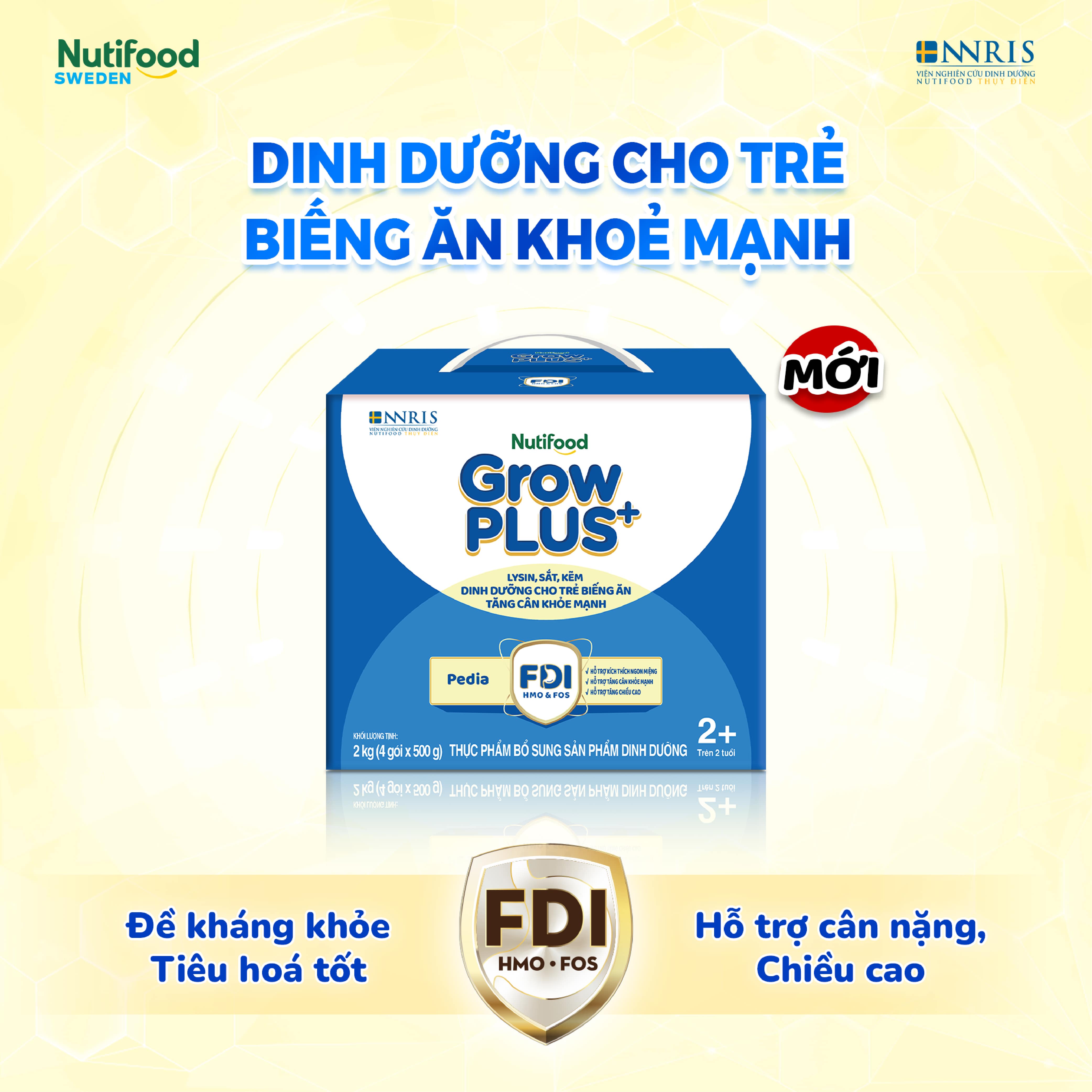 Sữa Bột Nutifood GrowPLUS+ Biếng Ăn (Xanh) 2+ - Hỗ Trợ Kích Thích Ngon Miệng Tăng Cân Khỏe Mạnh (Hộp 2 Kg)