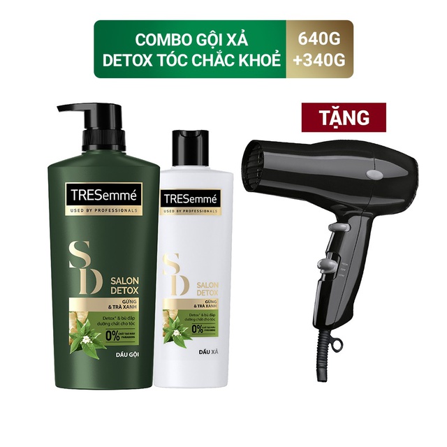 [Hcm]Combo Dầu Gội 640Gr&Dầu Xả 340Gr Tresemmé Salon Detox Gừng Và Trà Xanh Detox Tóc Chắc Khỏe Tặng Máy Sấy Tóc Thời Trang