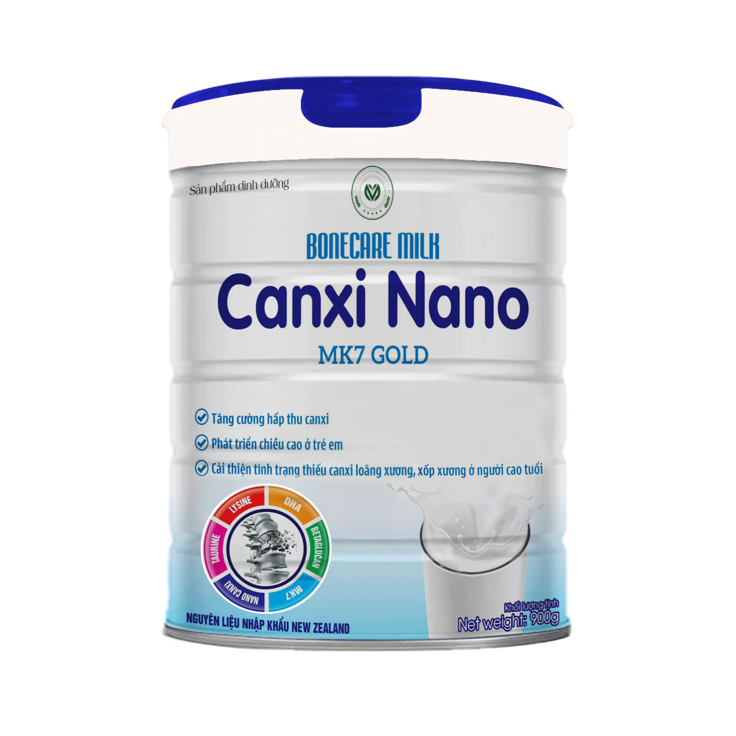 Sữa Bột Bonecare Milk Canxi nano mk7 gold hấp thụ canxi 900 gam