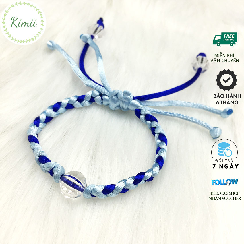 Vòng tay handmade đan dây may mắn màu xanh V79 Vòng tay KIMII