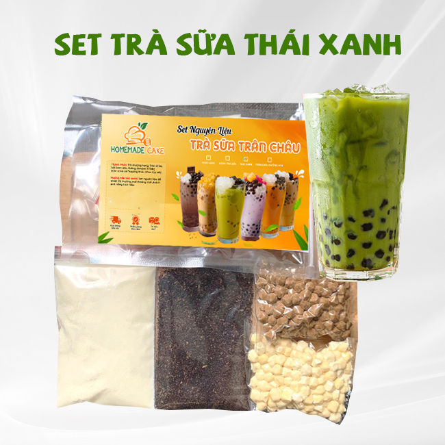 Set Trà Sữa Tự Pha - Nấu 15Ly - Nguyên liệu trà sữa Phúc Long Thái XanhTrân Châu Đường Đen Hồng Trà 