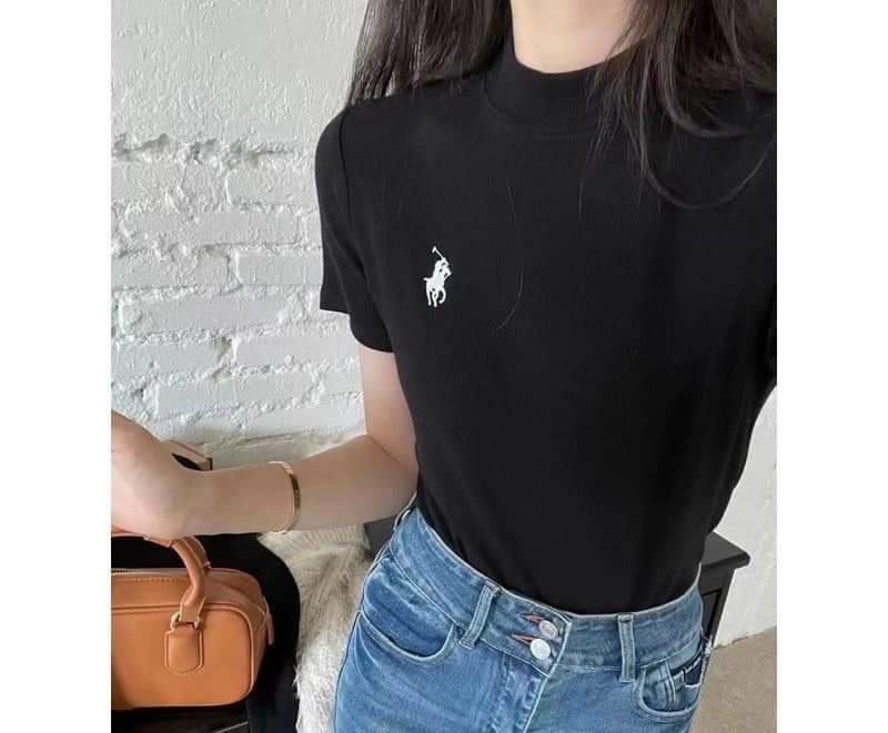 Áo Thun Nữ Cổ Tròn Thêu Ngựa Kiểu Dáng Ôm Body Baby- Áo Phông Cotton Dày Mịn T-SHIRT Đen Trắng