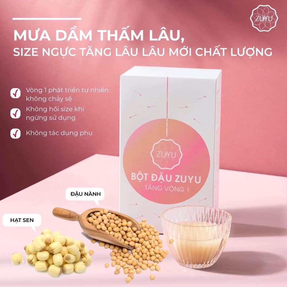 Bột Đậu Zuyu Tăng Vòng 1 + Tặng Kèm Serum Massage V1 + Mặt Nạ Rwine Beauty + Thước Đo ( Chính Hãng 💗)