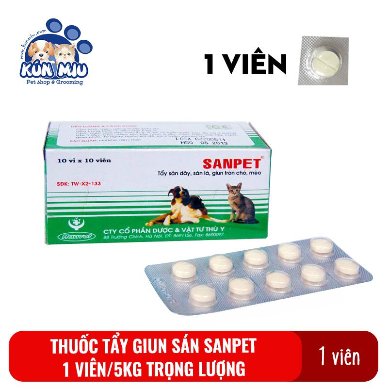 1 Viên Thuốc Tẩy Giun Sán Cho Chó Mèo Sanpet - Thuốc Xổ Giun Sán Lãi Cho Thú Cưng