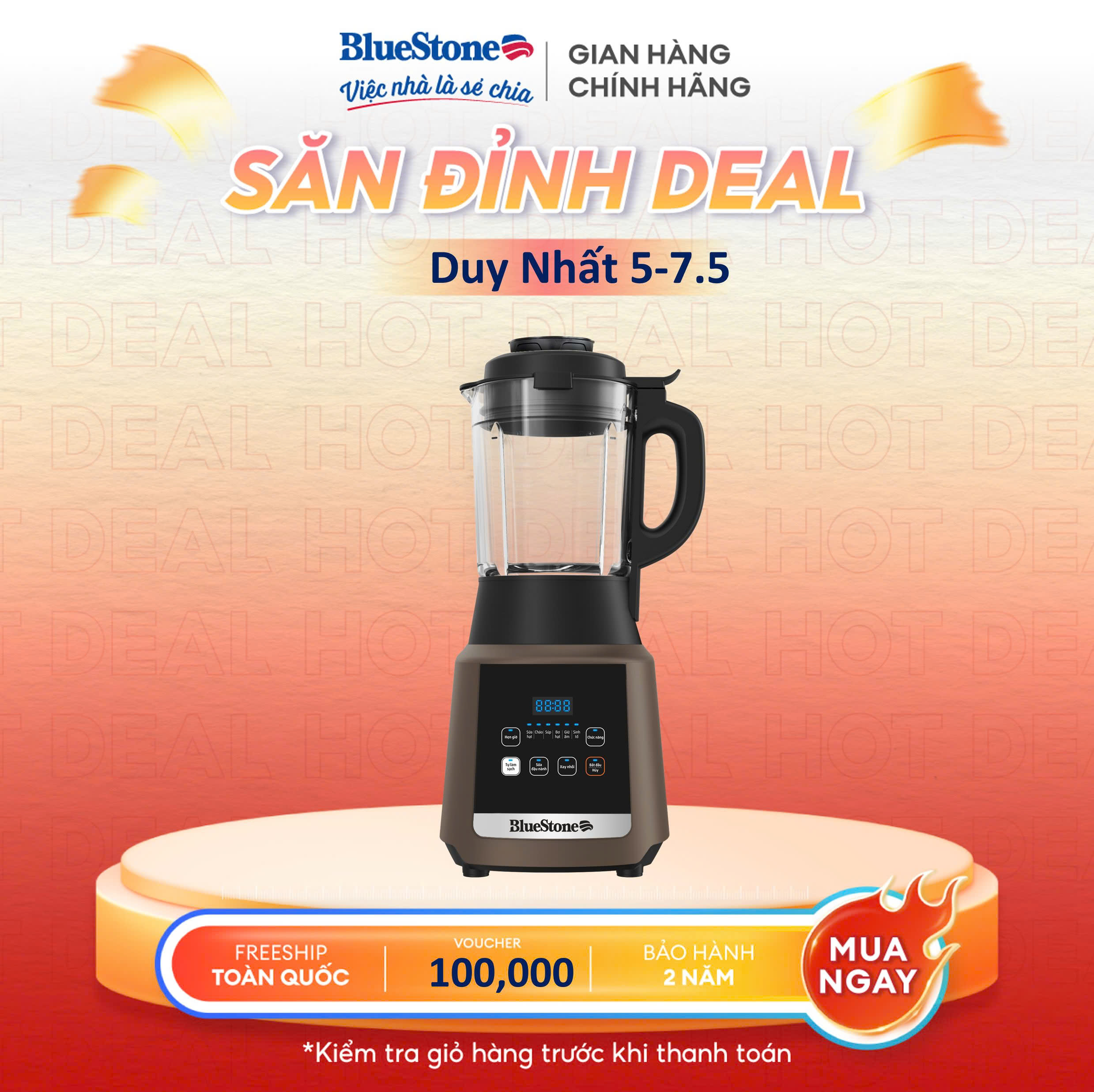Máy xay đa năng BlueStone BLB-6031 - Dung tích 1.75L, Cối thủy tinh Borosilicate