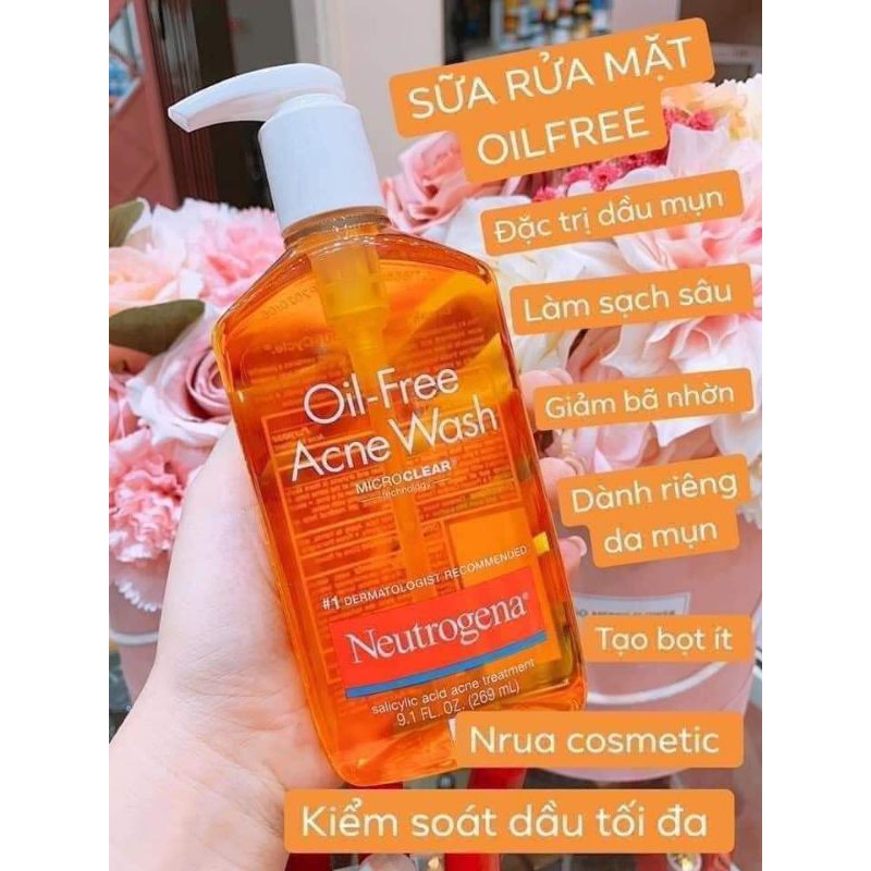 Sửa rửa mặt mụn Neutrogena Oli-Free Acne Wash chiếc xuất từ bưởi