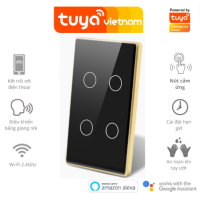 Công tắc thông  minh cảm ứng viền nhôm mặt kính 2.5D điều khiển bật tắt hẹn giờ từ xa qua app tuya/smartlife
