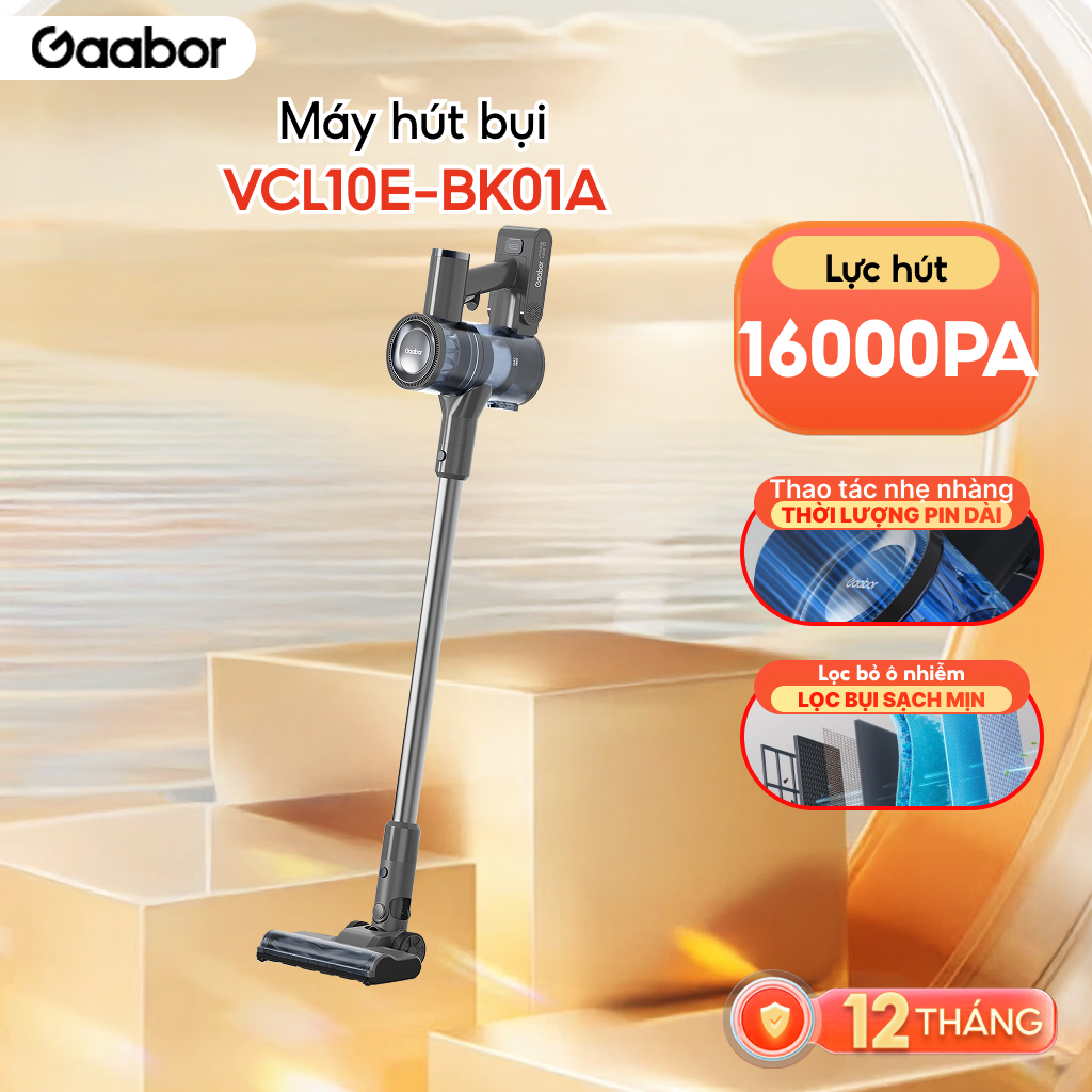 Máy hút bụi không dây cầm tay 20000Pa Gaabor VCL10E-BK01A hút lốc xoáy li tâm siêu mạnh có giá treo
