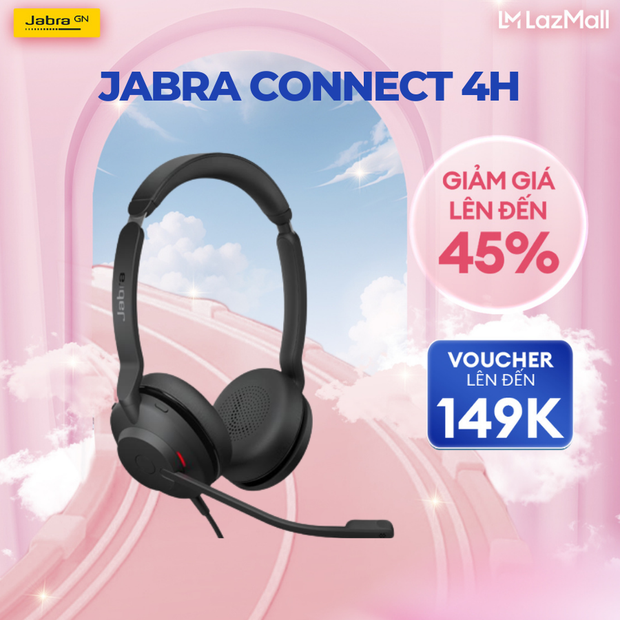 Tai Nghe Chụp Tai On-ear JABRA Connect 4H Đan Mạch USB C 2 microphone Hàng Chính Hãng