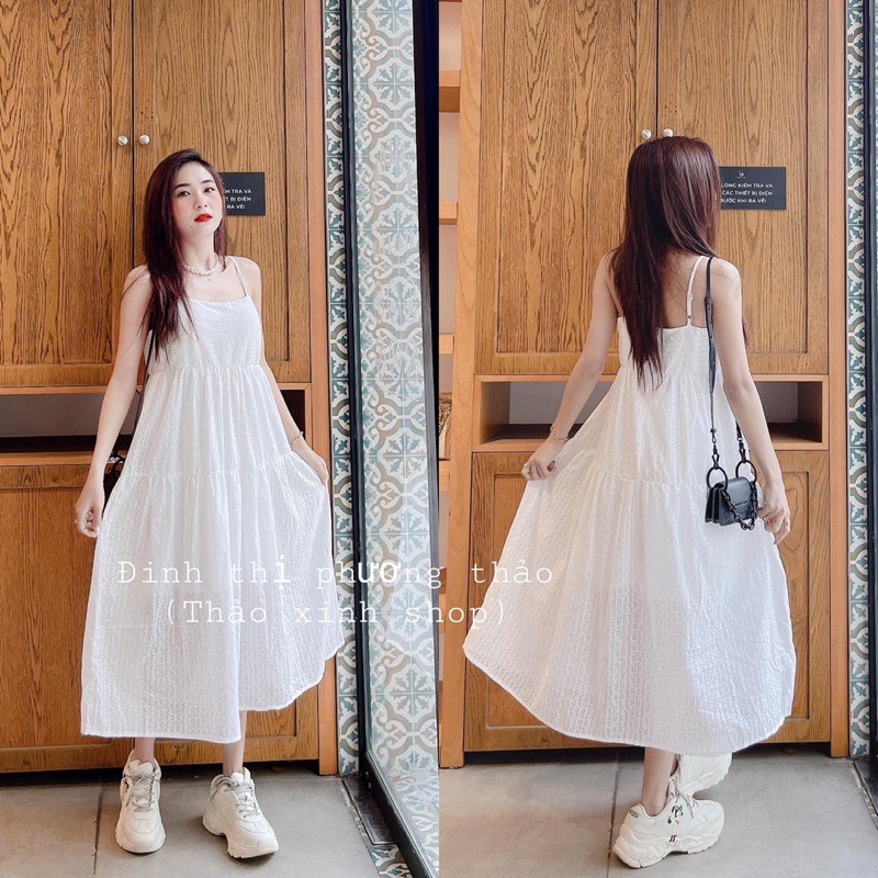 Đầm nữ trắng tiểu thư tay dài ren  váy trắng bánh bèo siêu xinh