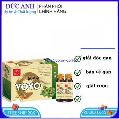 GIẢI RƯỢU YOYO giúp thanh nhiệt giải độc giúp bảo vệ gan hỗ trợ giảm tác hại của rượu bia Hộp 8 chai