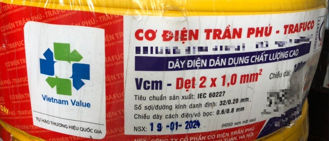 Dây điện mềm dẹt 2x1 Trần phú (giá 1 mét)