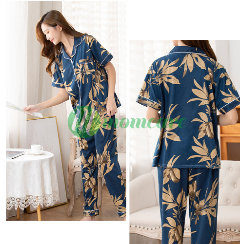 Đồ bộ Pijama trung niên nữ ngắn tay B99 quần áo ngủ mặc nhà mùa hè xuân thu cho mẹ cho bà - Bộ pijama pyjama pizama kiểu thời trang cho người lớn trung tuổi U40 U50 U60 U70 đẹp cao cấp sang trọng Bigsize cỡ lớn giá rẻ