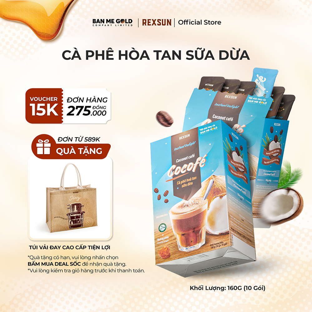 [TẶNG TÚI CÓI] Cà Phê Sữa Dừa Cocofe – Túi 480gr (30 Gói) - Cafe Hòa Tan Cao Cấp Chính Hãng Ban Me G