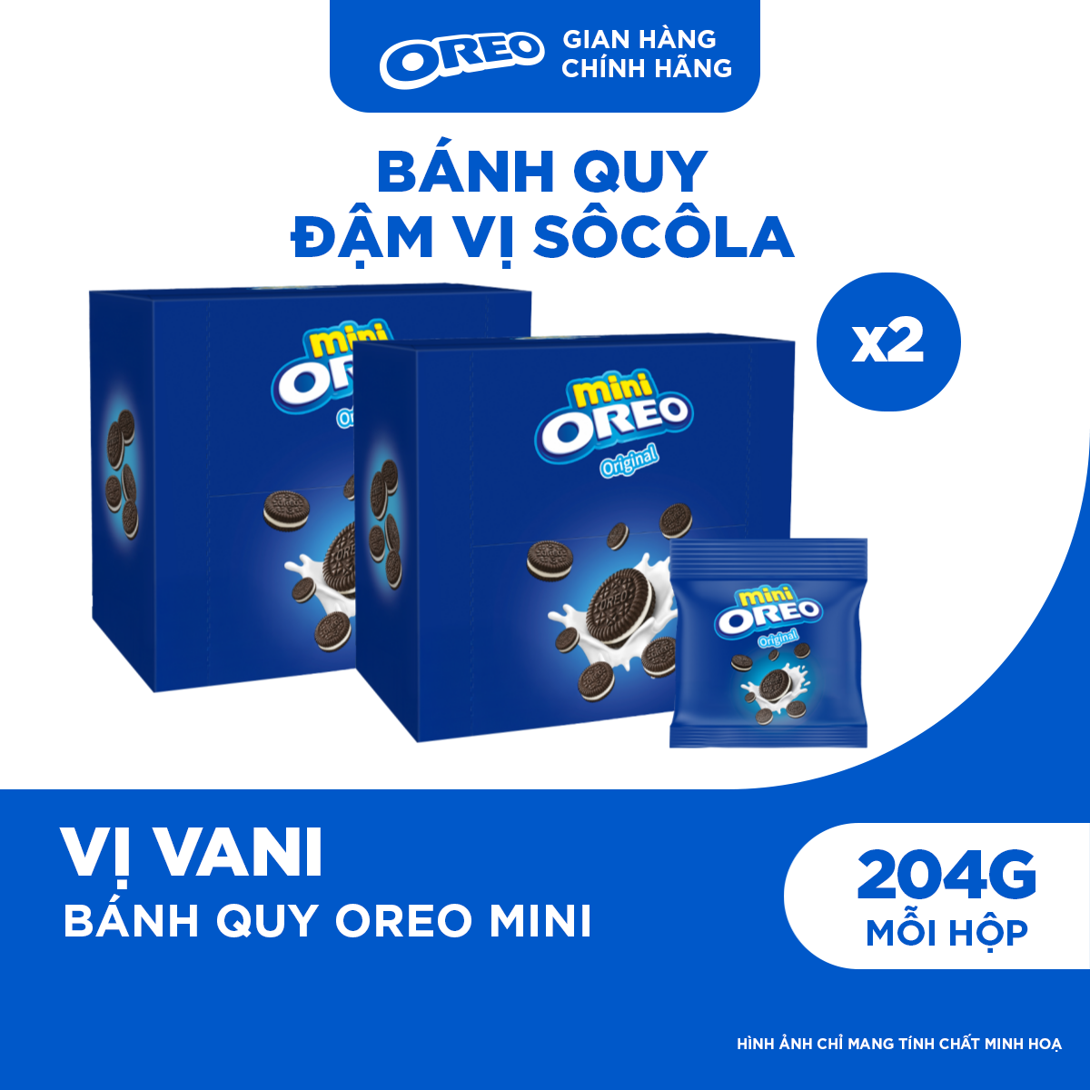 Combo 2 Bánh Quy Oreo Mini Với Kem Vị Vani 204g