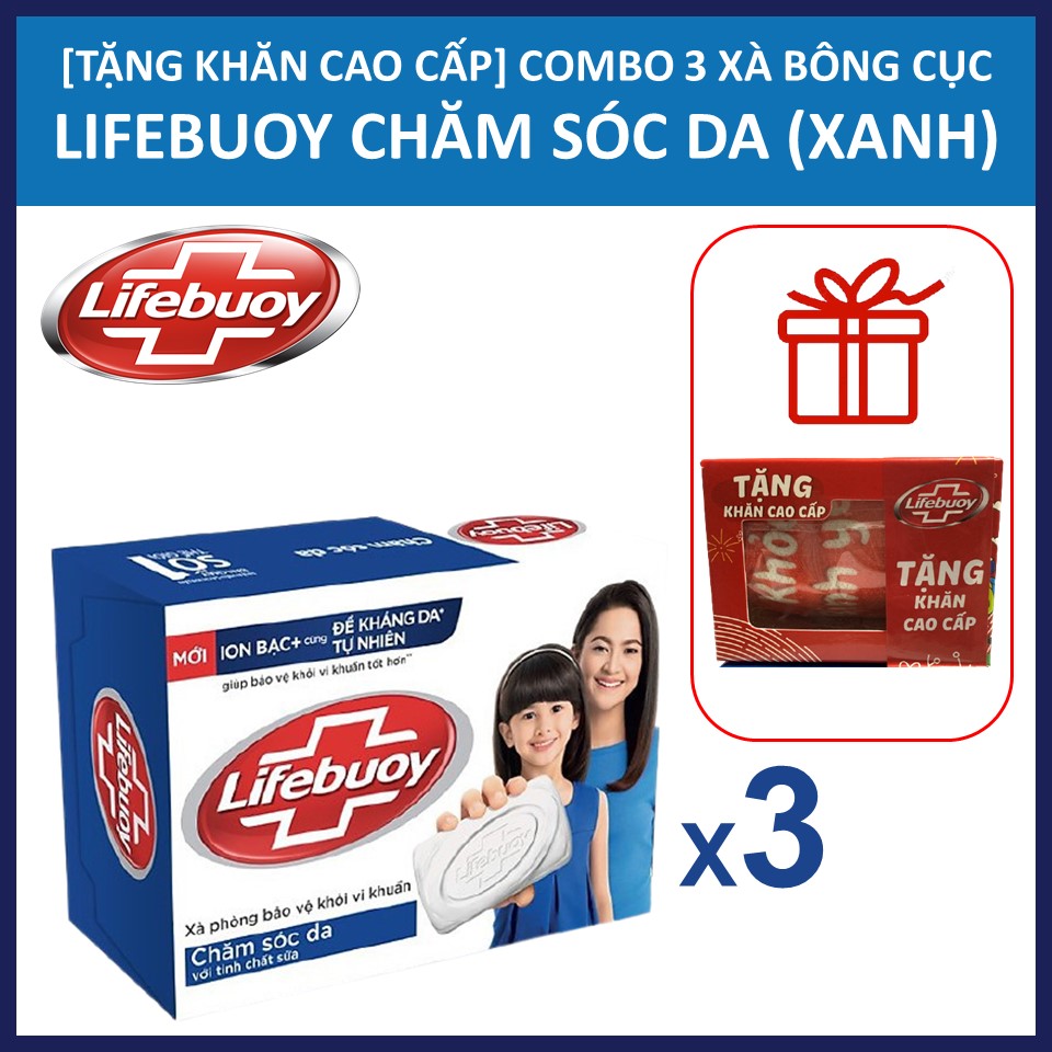 [Hcm]Combo 3 Cục Xà Bông Chăm Sóc Da Lifebuoy 90G Tặng Kèm Khăn Cao Cấp