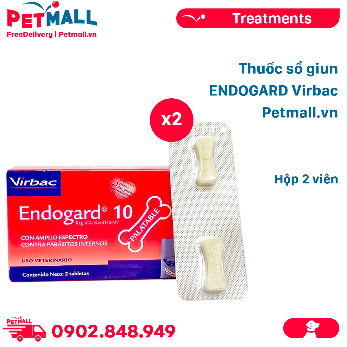 Viên sổ giun ENDOGARD Virbac - 2 viên Petmall