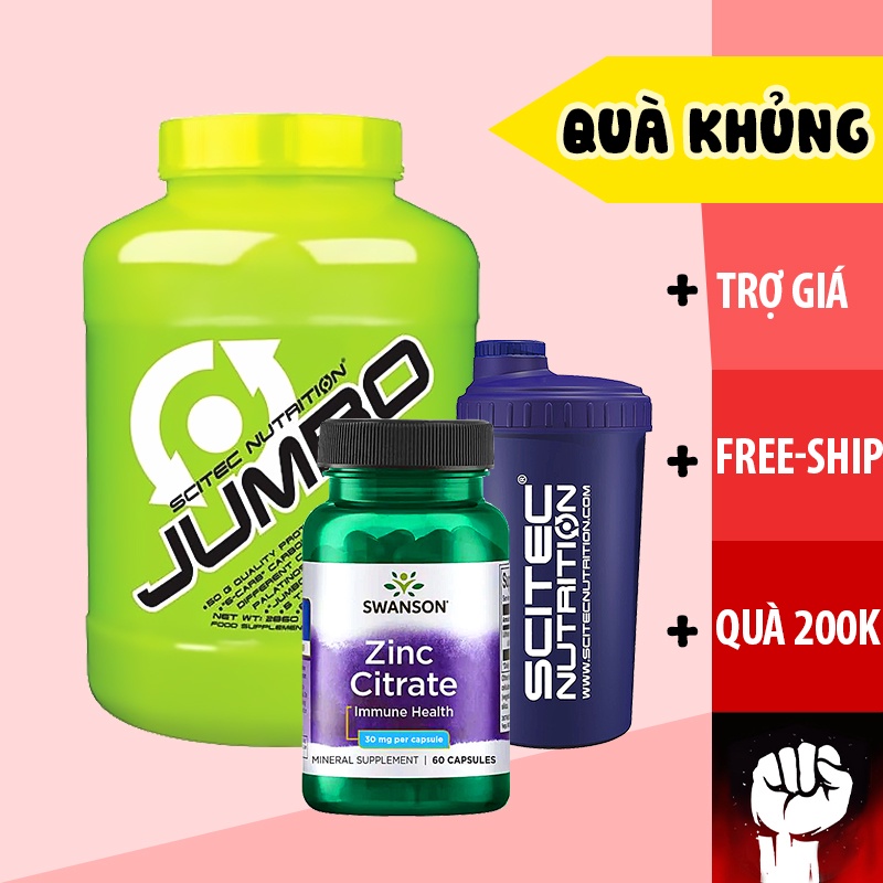 [Hcm]Combo Quà 0 Đồng | Scitec Jumbo 2.86Kg Sữa Tăng Cân Tăng Cơ - Chính Hãng Muscle Fitness