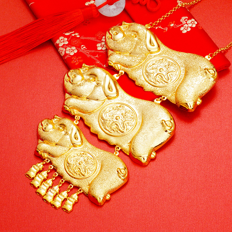 Cửa Sổ Cửa Hàng Vàng Mô Phỏng Đám Cưới Vàng Vòng Cổ Thương Hiệu Lợn Sanfu Mặt Dây Chuyền Heo Vàng Cư