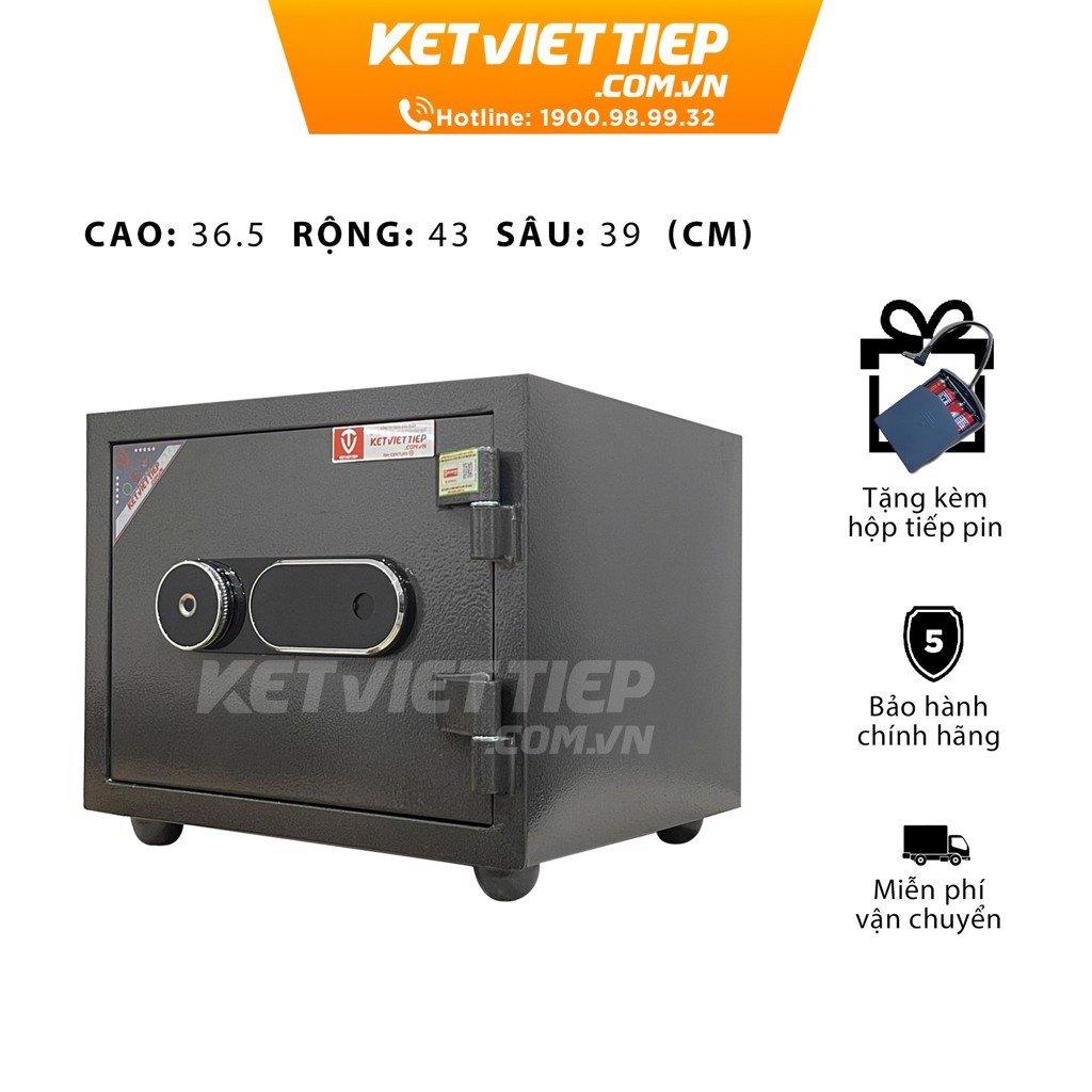 Két Sắt Mini Việt Tiệp Chống Cháy Siêu Cường KVTSC215 Khóa Vân Tay Kết Hợp Điện Tử Màu Đen Nặng 56kg