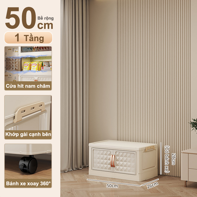 Tủ Nhựa Gấp Gọn Thông Minh Tủ quần áo Thùng Nhựa Tủ Đựng Đồ Chơi Bánh xe xoay 360° hộp nhựa Storage