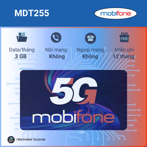 Sim 4G 5G Mobifone MDT255 (có eSIM) SỬ DỤNG 12 THÁNG KHÔNG PHẢI NẠP TIỀN