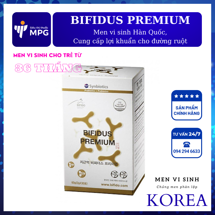 Men Vi Sinh Hàn Quốc Bifidus Premium [Hộp 30 Gói X 2G]: Bổ Sung Men Vi Sinh Cho Đường Ruột Chống Táo Bón Và Rối Loạn Tiêu Hóa