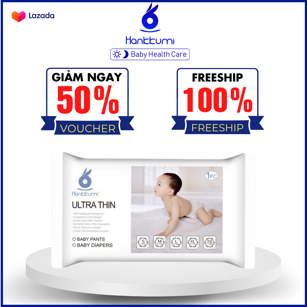 [Voucher giảm 50%] Bỉm/Tã Hankkumi Quần Dán Mẫu Dùng Thử Cho Trẻ Em Bé Sơ Sinh Size S1/M1/L1/XL1/XXL1