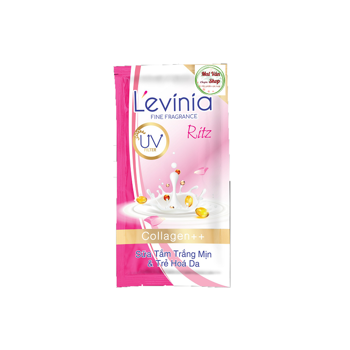 Dây 12 Gói Sữa Tắm Trắng Mịn & Trẻ Hóa Da Colagen Levinia 6G Hồng - Ritz