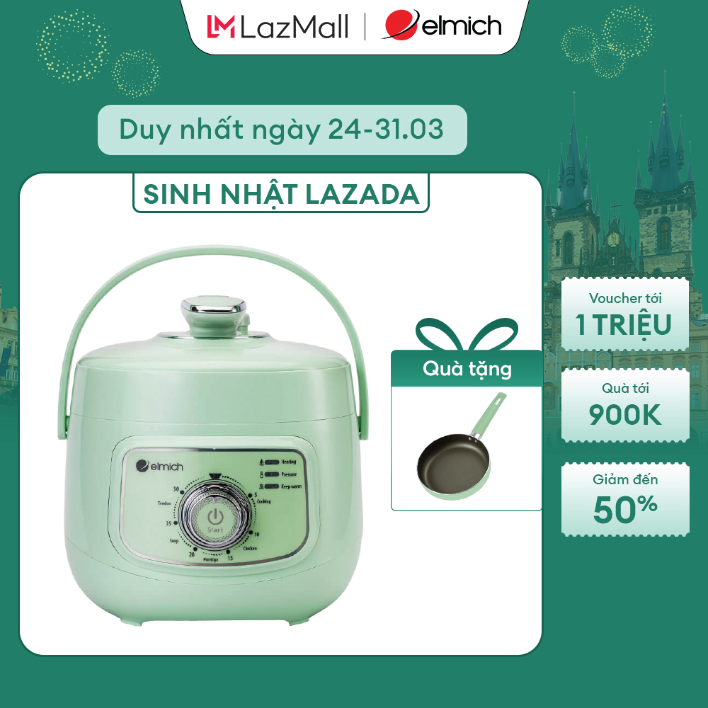 Nồi áp suất Elmich PCE-1805 dung tích 2.5L, màu xanh lá, 3.5kg