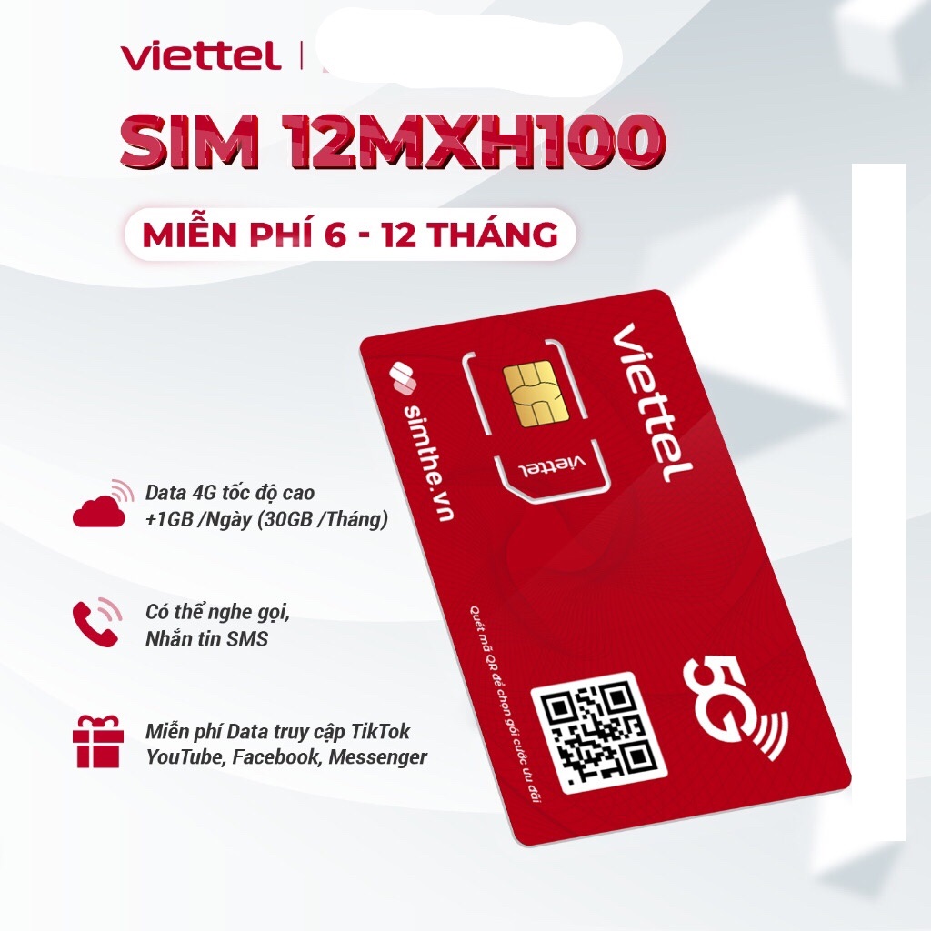 ( Không Giới Hạn ) Sim 4G Viettel 12MXH100 Xài Mạng Xem Phim trên YOUTUBE   TIKTOK  FACEBOOK  MESSAG