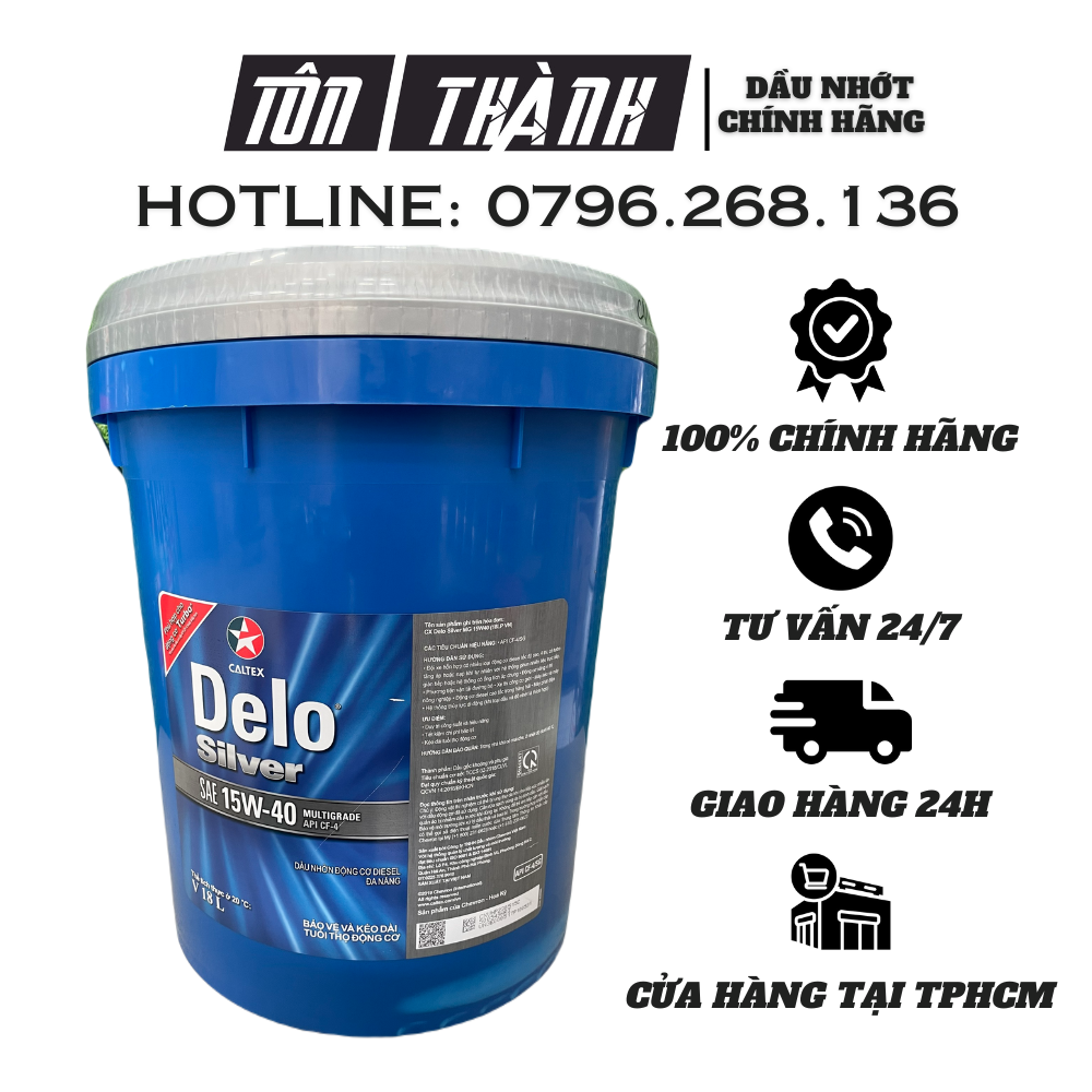 [ HÀNG CHÍNH HÃNG ] Dầu động cơ Caltex Delo Silver Multigrade 15W40 (18 Lít)