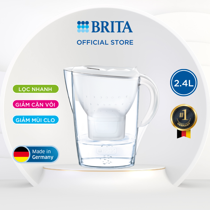 Bình lọc nước BRITA Marella Cool White 2.4L (có sẵn 1 lõi lọc Maxtra Plus) - Thương hiệu đến từ Đức