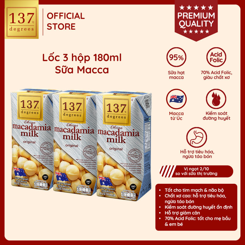 Sữa Hạnh Nhân 137 Degrees 180ml Nguyên Chất Có Vị Ngọt Từ Mật Hoa Dừa/Không Đường Healthy Thái Lan