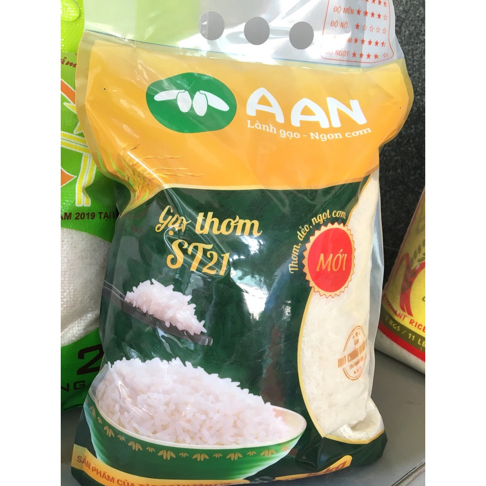 gạo st21 A an 5 kg Đặc Sản Sóc Trăng - Gạo ST21 A An Mỗi Túi 5Kg cửa hàng hùng lỳ