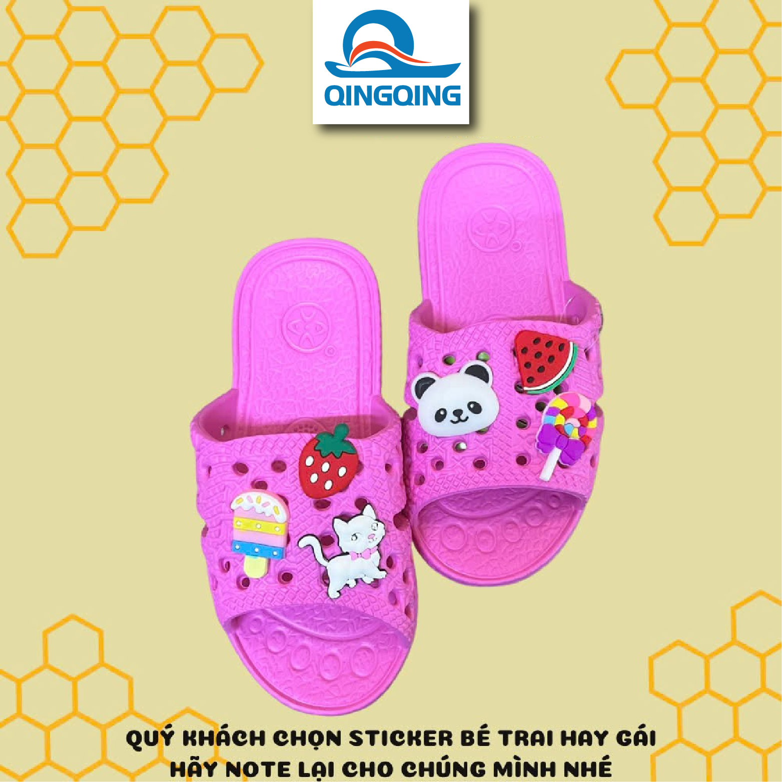 Dép tổ ongdép tổ ong cho bé (2-6 tuổi) kèm sticker -Hàng Việt Nam -Chất liệu Nhựa EVA siêu nhẹ