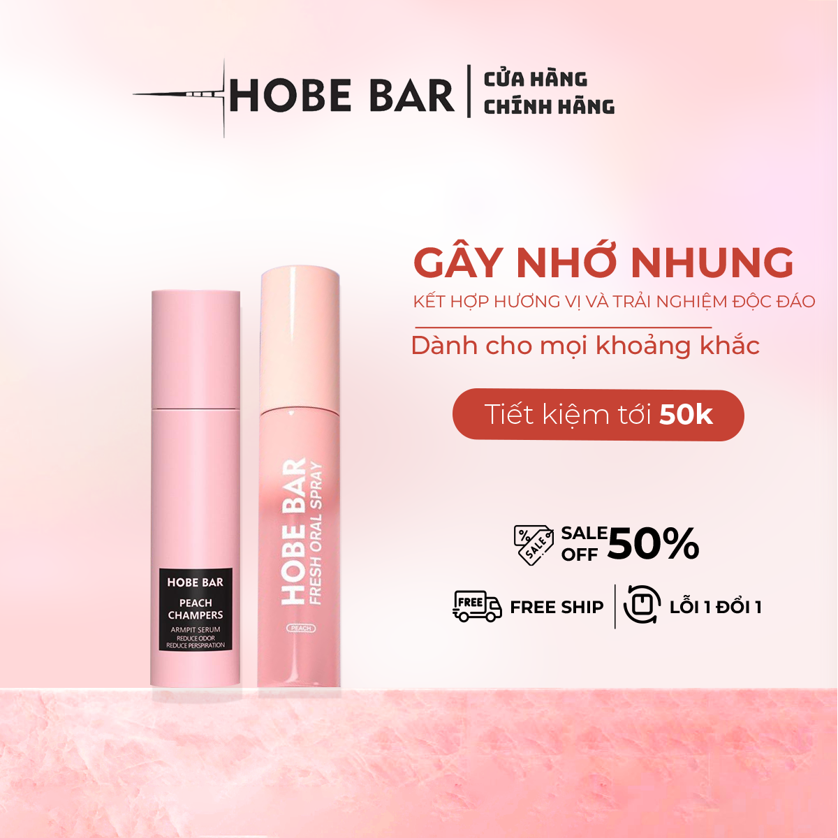 Combo gây nhớ nhung HOBEBAR xịt thơm miệng + lăn khử mùi sự kết hợp đỉnh cao cho hơi thở thơm mát và