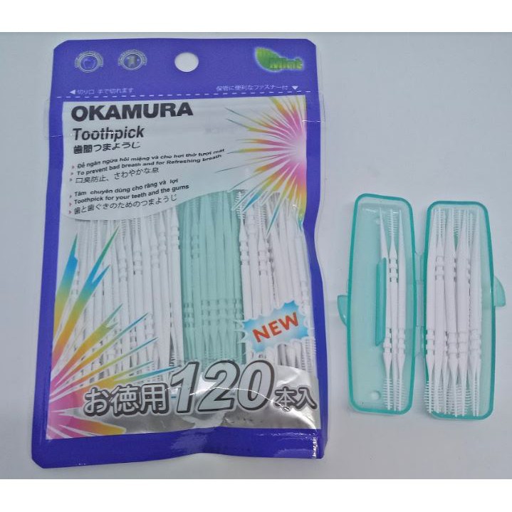 Tăm Nhựa Nha Khoa Cao Cấp Tiện Dụng Nhật Bản Gói 120 Chiếc - Okamura (Japan)