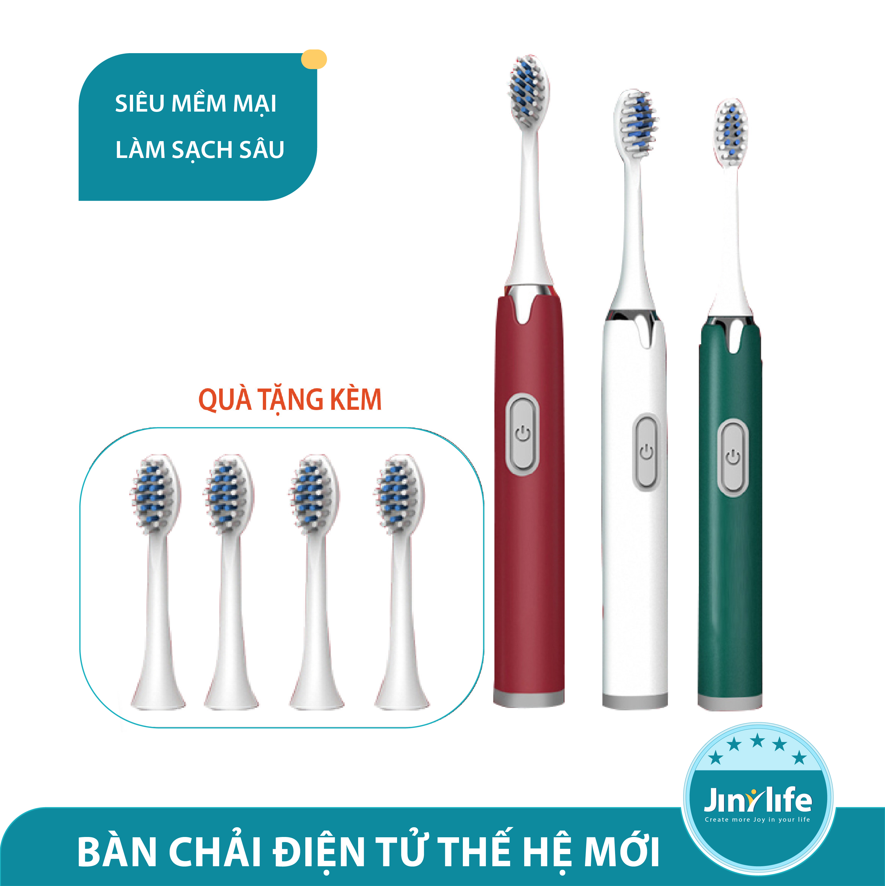 [Hcm][Tặng Kèm 4 Đầu Chải] Bàn Chải Đánh Răng Aros7855 Sóng Âm Thông Minh Nâng Cấp Không Thấm Nước Làm Sạch 6 Cấp Độ 3 Đầu Bàn Chải