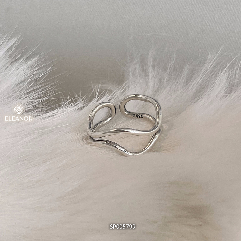 Nhẫn nữ bạc 925 Eleanor Accessories nhẫn hở viền đôi trơn basic phụ kiện trang sức 5079
