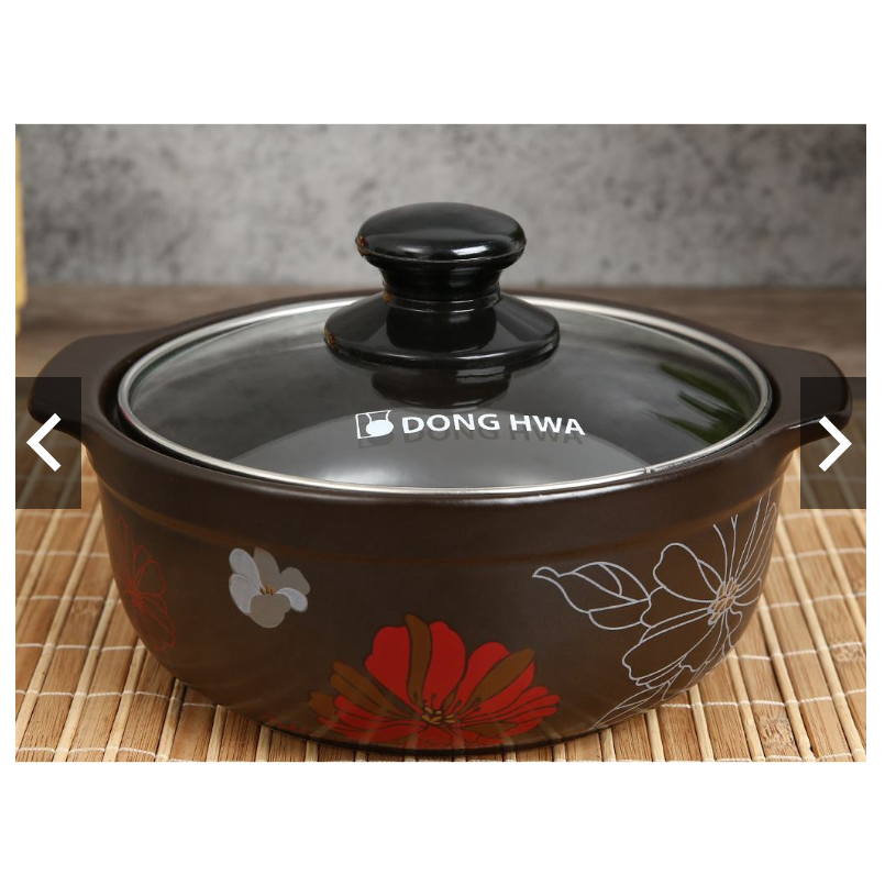 Nồi đất nồi sứ Hoa văn Cao cấp Tucbeghi Donghwa : Nắp kính 1L / 1.4L / 1.8L ......Nắp sứ 1.1 lít và 