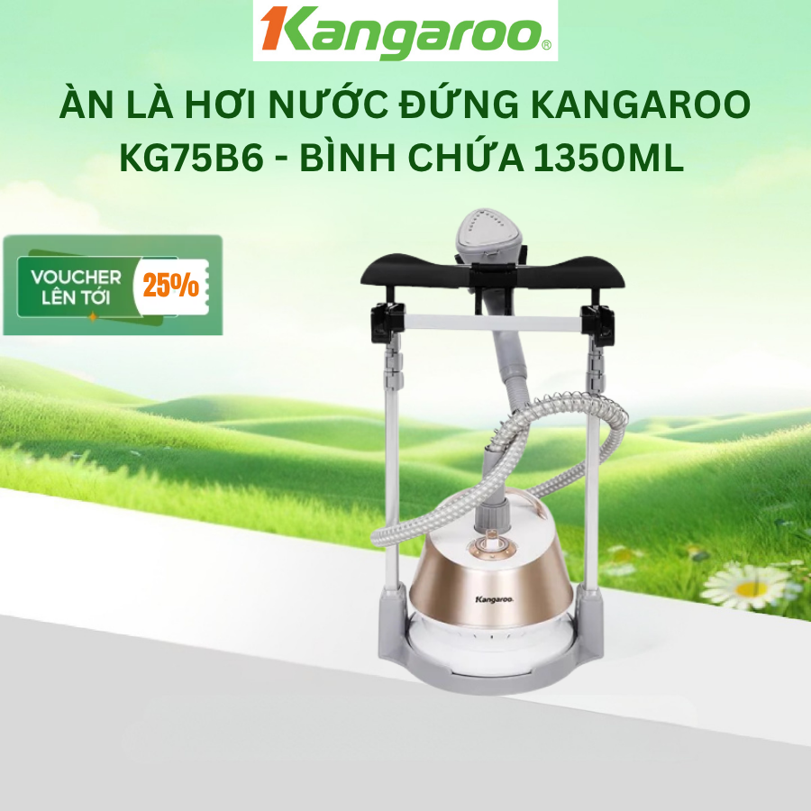 Bàn là hơi nước đứng Kangaroo KG75B6 - Dung lượng 1.35L, Kích thước nhỏ gọn, Tự động tắt an toàn