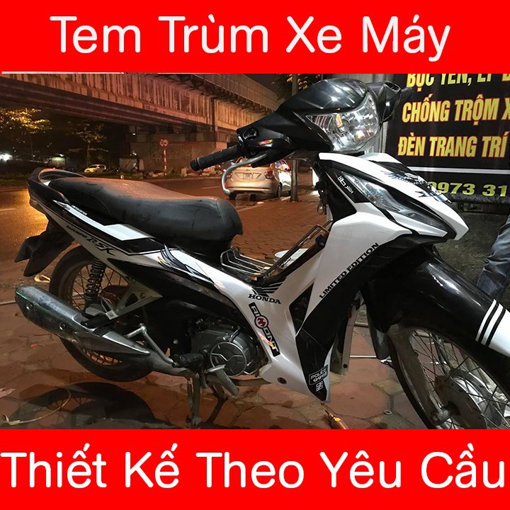 Tem trùm xe wave rsx trắng đen đại bàng - Độ dán team trùm decal xe máy wave rsx trắng đen đại bàng 