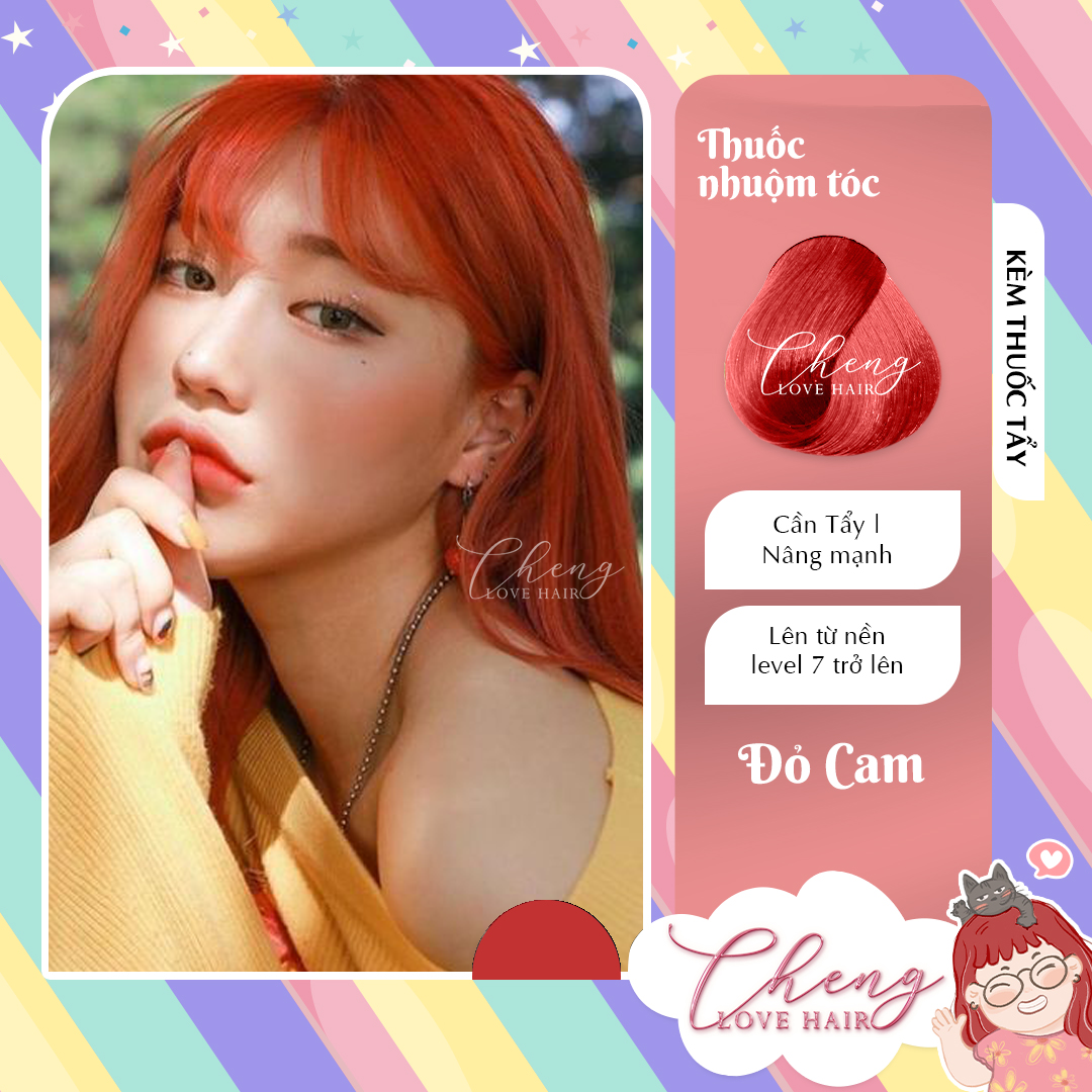 Nhuộm Tóc Màu Đỏ Cam Orange Red Cần Dùng Tẩy Tóc Chenglovehairs Chenglovehair